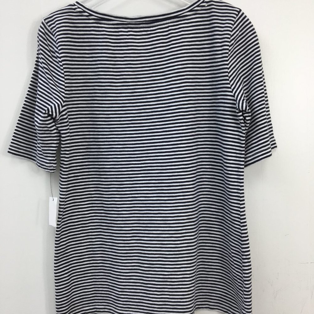 Talbots Women's Navy and White Embroidered Short Sleeve Top Size XS NEW With Tag - Picture 4 of 5